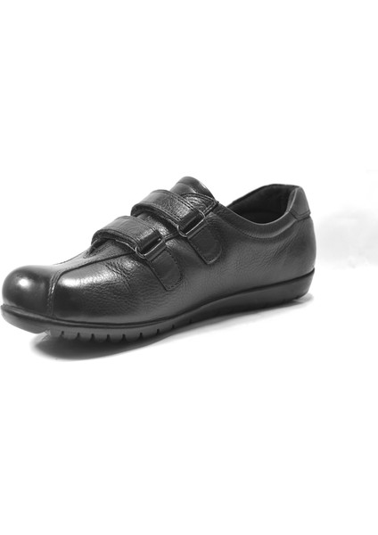 3422 Hakiki Deri Cırtlı Siyah Ortopedik Casual Günlük Kadın Ayakkabı modelleri