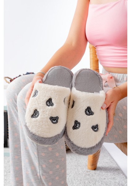 Pofuduk Figürlü Panduf Kadın Ev Teliği Ses Yapmaz Hafif Yumuşak Taban