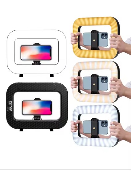 iPhone 13 Uyumlu U-Rig Akıllı Telefon Video Rig Işıklı, Ayarlanabilir 4-7 Inç indirimleri