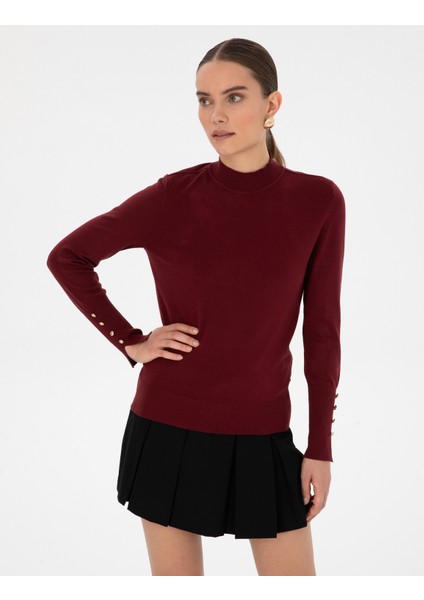 Kadın Vişne Slim Fit Basic Kazak 50310887-VR223 modelleri