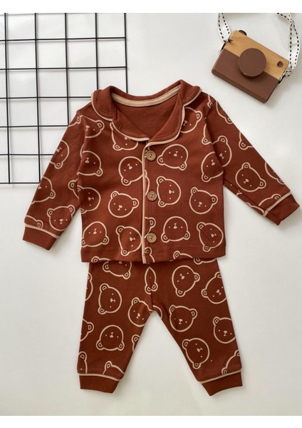 Dolaşkids Ayıcık Desenli %100 Pamuk Bebek Pijama Takımı