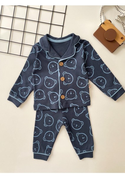 Dolaşkids Ayıcık Desenli %100 Pamuk Bebek Pijama Takımı