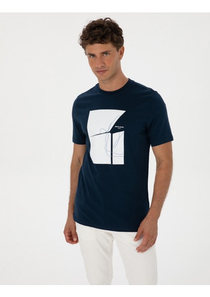 Erkek Lacivert Regular Fit Tişört 50302576-VR033