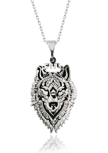 Erkek Gümüş Kolye Kurt