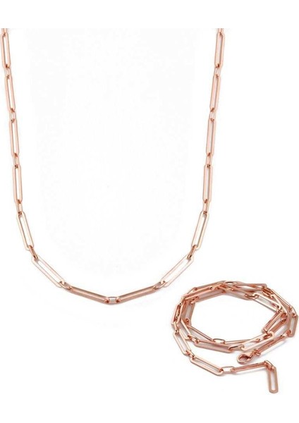 Bakla Zincir Gümüş Kolye Rose