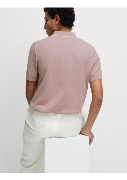 Pamuk Karışımlı Yarım Fermuarlı Örgü Polo Yaka Tshirt fırsatları