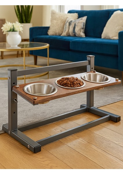 Kedi-Köpek Standı Ayarlanabilir 3 Yükseklik 2 Paslanmaz Çelik Mama Su Kabı Kedi-Köpek Kasesi Standı modelleri