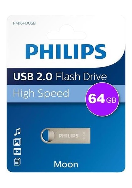 Philips FM64FD160B/00 64GB Moon Klasik Gümüş USB 2.0 Metal Flash Bellek