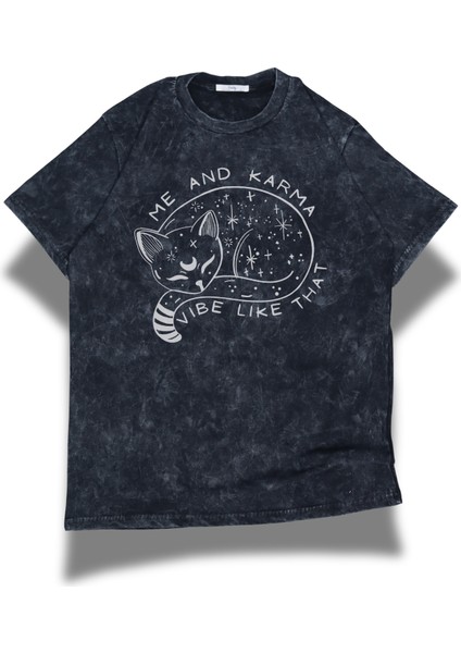 Unisex Me And Karma Baskılı Yıkamalı Tişört, Oversize Taylor Swift Baskılı Vintage T-Shirt