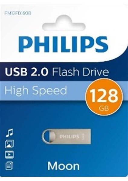 Philips FM12FD160B/00 128GB Moon Klasik Gümüş USB 2.0 Metal Flash Bellek