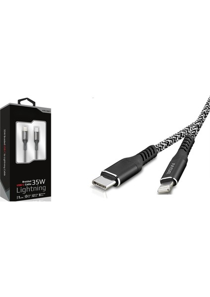Auris ARS-CB27 35W Type-C To Lightning iPhone Uyumlu Örgülü Data&Şarj Kablosu