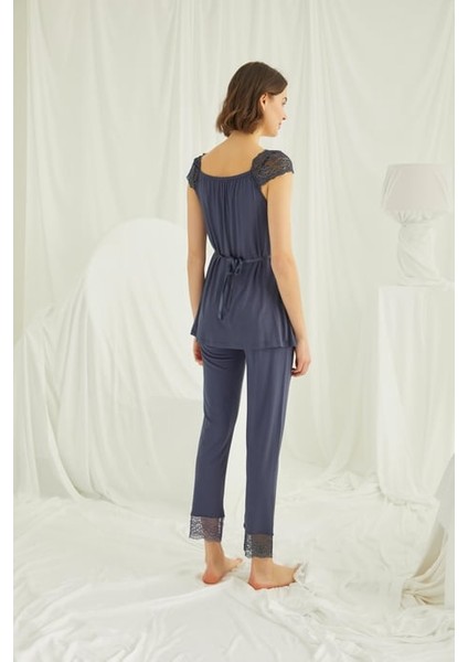 Monamise Dantelli Önü Düğmeli Hamile Lohusa Pijama Takımı modelleri