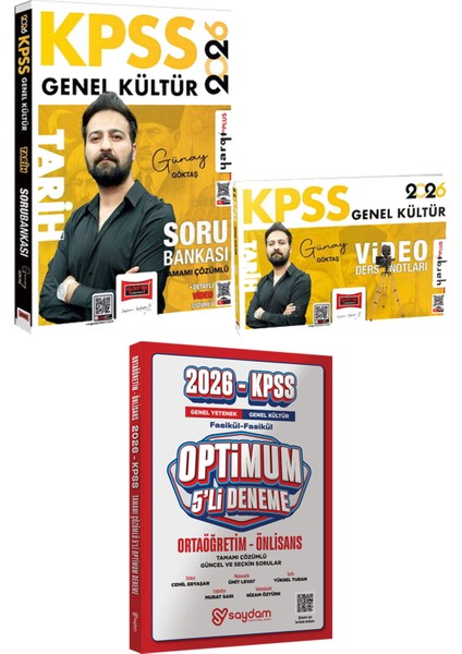 2026 Kpss Tarih Soru Bankası Video Ders Notları - Optimum 5 Deneme