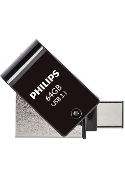 Philips FM64DC152B/00 64GB 2 In 1 Type-C/usb 3.1 Siyah Gri USB Flash Bellek