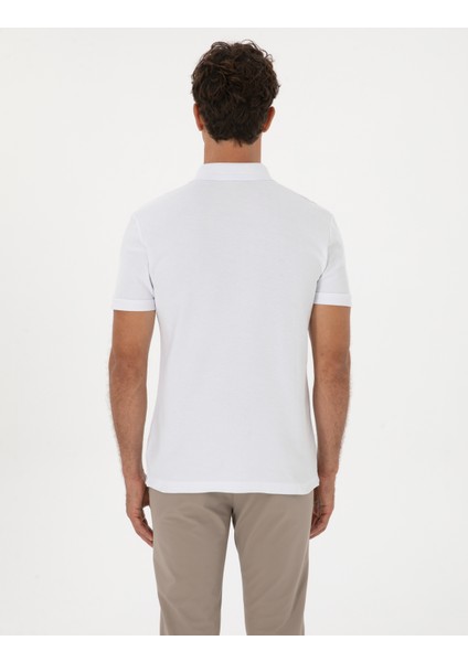 Erkek Beyaz Slim Fit %100 Pamuk Kıvrılmaz Amerikan Pike Polo Yaka Basic Tişört 50306154-VR013 indirimleri