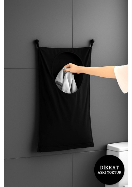 Kapı Arkası ve Duvar Asılabilir Kirli Çamaşır Sepeti – Siyah Fermuarlı, Oyuncak ve Çamaşır Organizer