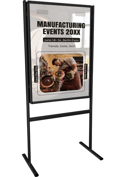 Siyah B2 50X70 Ayaklı Çift Taraflı Poster ve Bilgi Panosu Info Afiş & Reklam Panosu