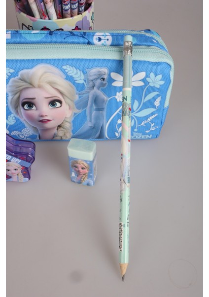 Lisanslı Frozen Elsa Kalem Çantası,yıldız Kalemtraş,silgi,kurşun ve Versatil Uçlu Kalem Seti modelleri