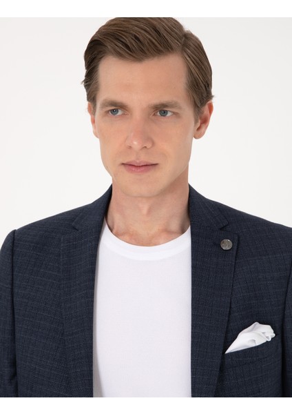 Erkek Lacivert Ex. Slim Fit Yün Karışımlı Ekose Takım Elbise 50302272-VR033 fiyatları