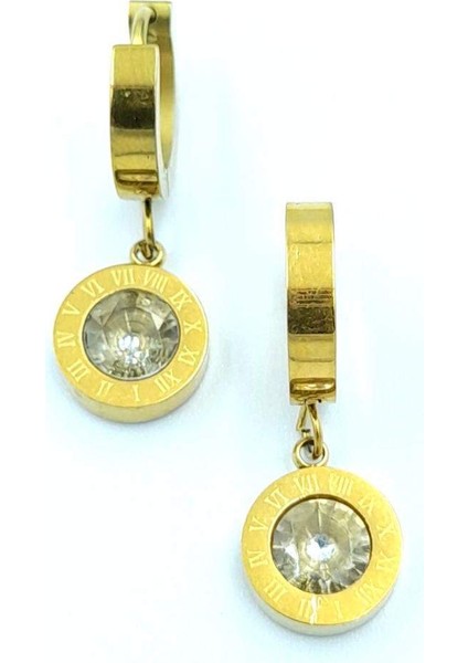 Gold Renk Figürlü Çelik Küpe