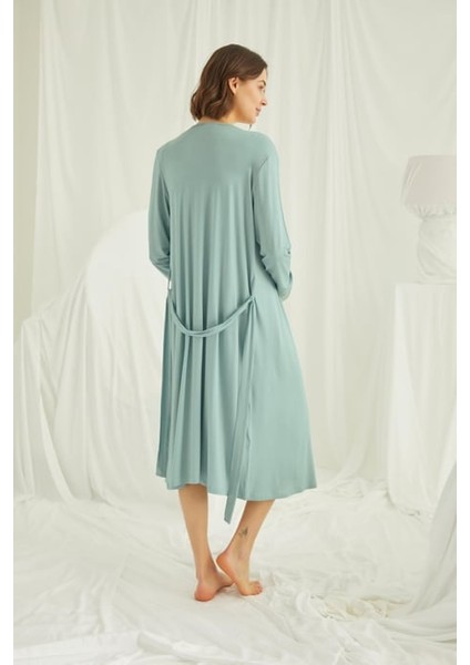 Monamise Dantelli Önü Düğmeli Hamile Lohusa Sabahlık Takımı indirimleri