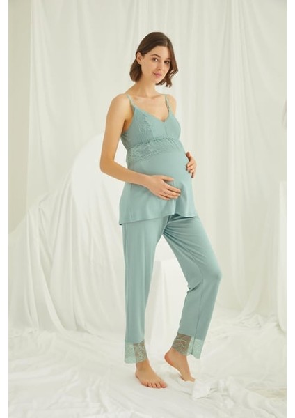 Monamise Dantelli Hamile Lohusa 3'lü Pijama Takımı indirimleri