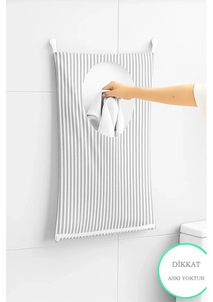 Kapı Arkası ve Duvar Asılabilir Kirli Çamaşır Sepeti – Çizgili Fermuarlı, Oyuncak Çamaşır Organizer