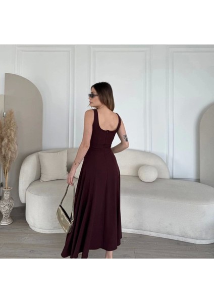 Irt Dekolteli Kolsuz Uzun Elbise Ürdüm modelleri