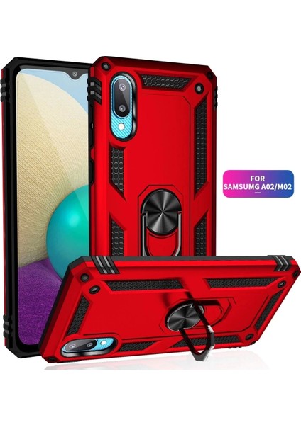 Newface Samsung Galaxy A02 Kılıf Sofya Yüzüklü Silikon Kapak - Kırmızı fiyatları