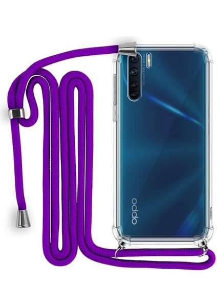 Oppo A91 Boyun Askılı Şeffaf Tank Kılıf