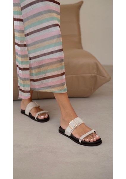 Tokyo Bej Süet Hakiki Deri Kadın Terlik modelleri