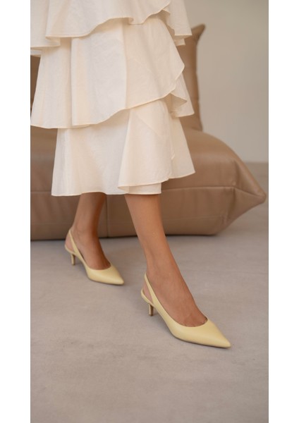 Lisa Sarı Hakiki Deri Topuklu Ayakkabı modelleri