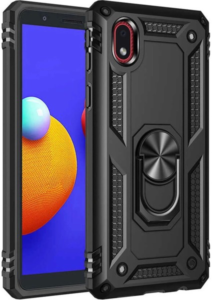 Newface Samsung Galaxy A01 Core Kılıf Sofya Yüzüklü Silikon Kapak - Siyah