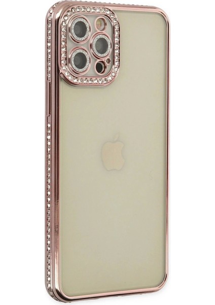 Newface iPhone 12 Pro Kılıf Joke Taşlı Silikon - Pembe