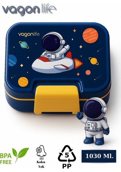 Yeni Nesil Çocuk Beslenme Kutusu Iki Katlı - Bölmeli Lunch Box - 1030 Ml. (Plastik Pp5 Malzeme)