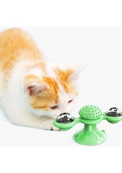 Buffer® Pet Malzemeleri Vantuzlu Fırıldak Toplu Dönen Şeffaf Depo Tasarım Interaktif Kedi Oyuncağı