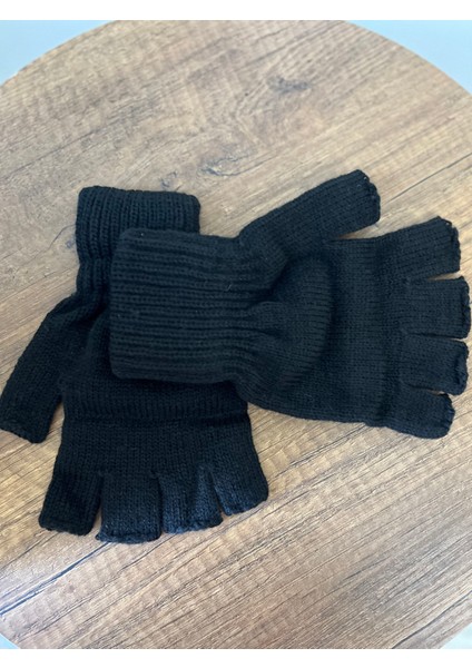Siyah Örgü Parmaksız Eldiven – Unisex, Kışlık modelleri