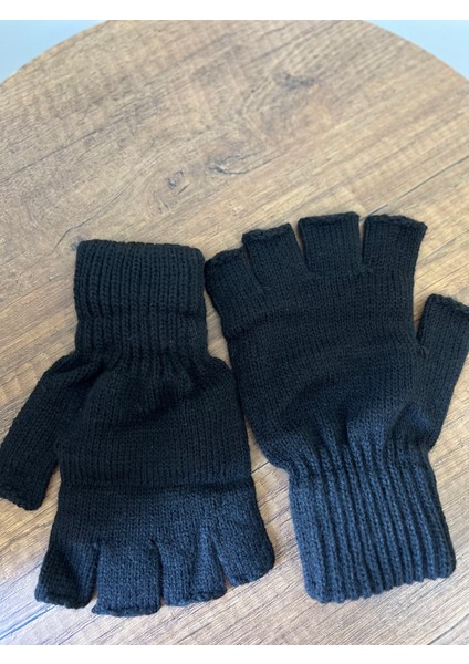 Siyah Örgü Parmaksız Eldiven – Unisex, Kışlık indirimleri