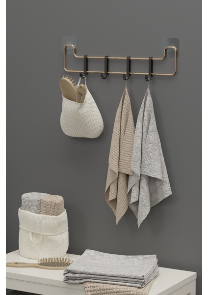 Yapışkanlı Duvar Askı Banyo Askısı Gold Altın Kaplama Metal Askılık Organizer Banyo Düzenleyici