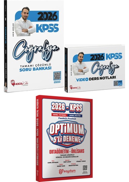 2026 Kpss Coğrafya Tamamı Çözümlü Soru Bankası ve Video Ders Notları - Optimum 5 Deneme