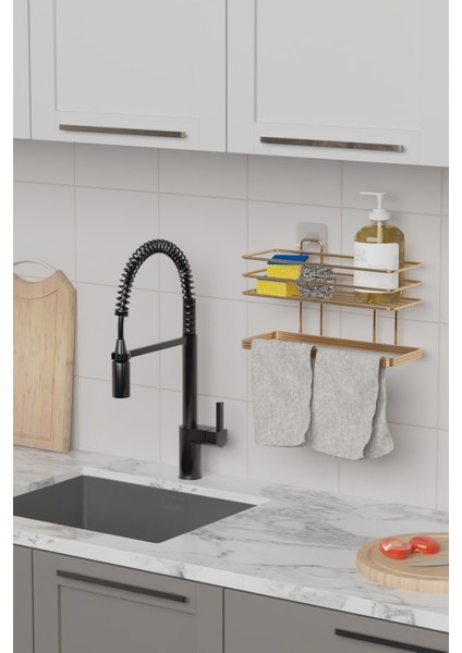 Banyo Mutfak Duvar Düzenleyici Organizer Havluluk Yapışkanlı Banyo Rafı Şampuanlık Havluluklu Raf fiyatları