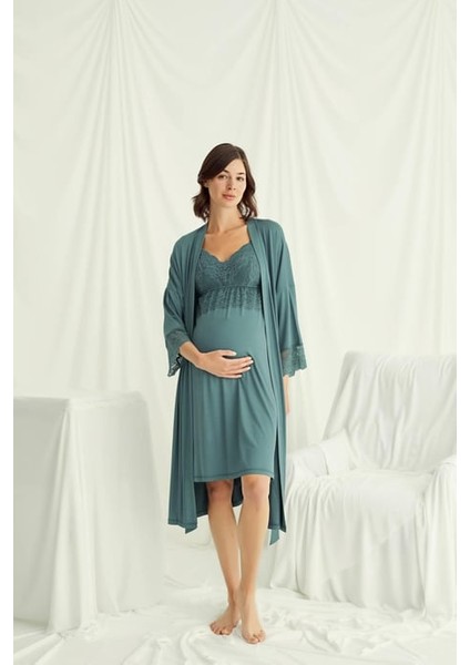 Monamise Dantelli Hamile Lohusa Sabahlık Takımı