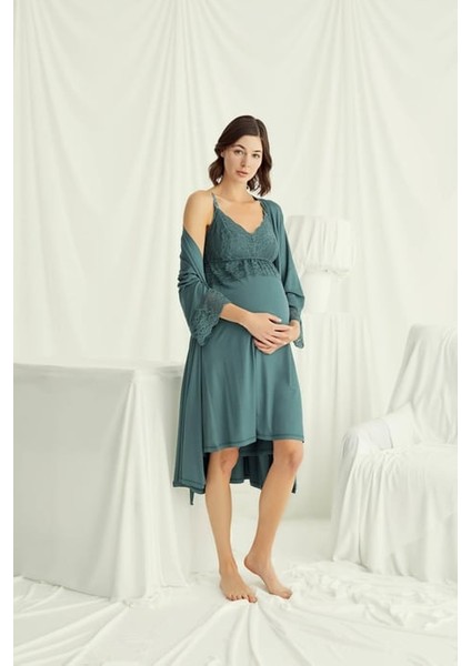 Monamise Dantelli Hamile Lohusa Sabahlık Takımı fiyatları