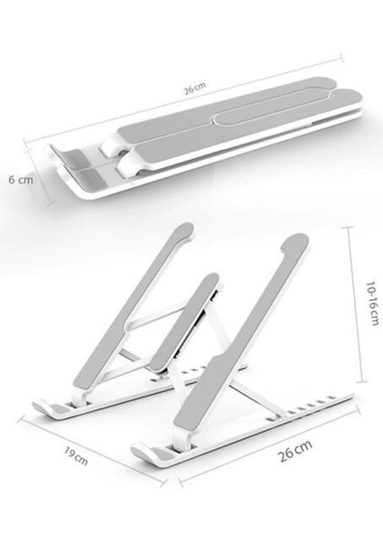 Buffer® Ayarlanabilir Plastik Dizüstü Destek Tabanı Katlanabilir Taşınabilir Laptop Sehpası Yükselti