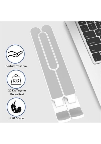 Buffer® Ayarlanabilir Plastik Dizüstü Destek Tabanı Katlanabilir Taşınabilir Laptop Sehpası Yükselti