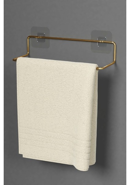 Yapışkanlı Havluluk Gold Altın Kaplama Havlu Askısı Metal Havluluk Banyo Mutfak Havluluğu