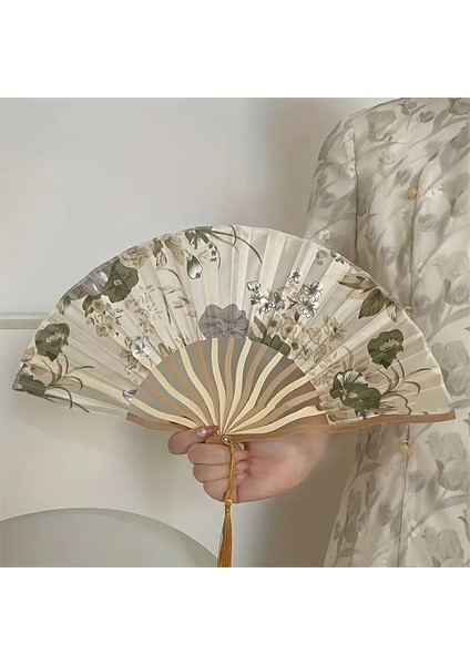 Tasarımlı Retro Bambu Katlanır Yelpaze - Japon Tarzı El Yelpazesi fiyatları