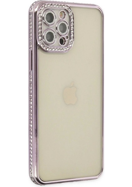 Newface iPhone 12 Pro Kılıf Joke Taşlı Silikon - Mor