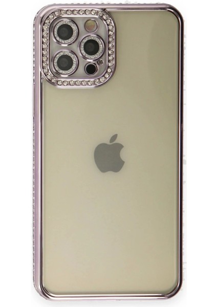 Newface iPhone 12 Pro Kılıf Joke Taşlı Silikon - Mor modelleri