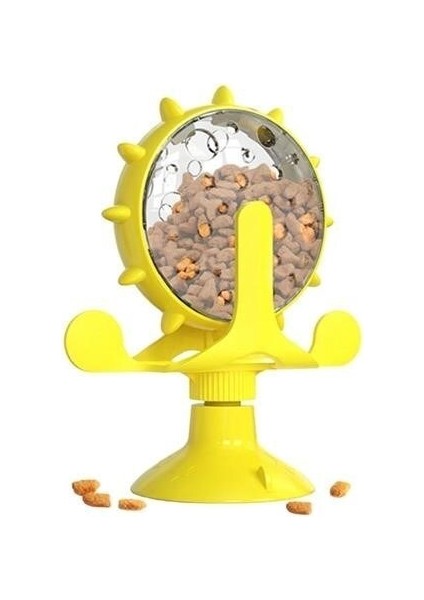 Buffer® Vantuzlu Zilli Interaktif Dönebilen Mama Kaplı Renkli Eğlenceli Eğitici Kedi Oyuncağı